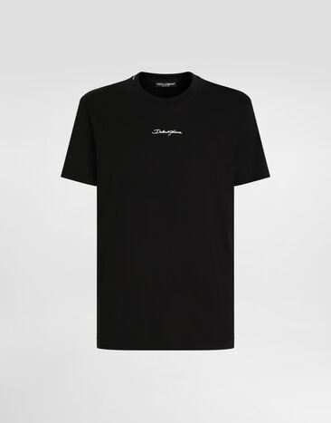 Dolce & Gabbana Cotton T-shirt with logo Black G8RN8ZG7P0C