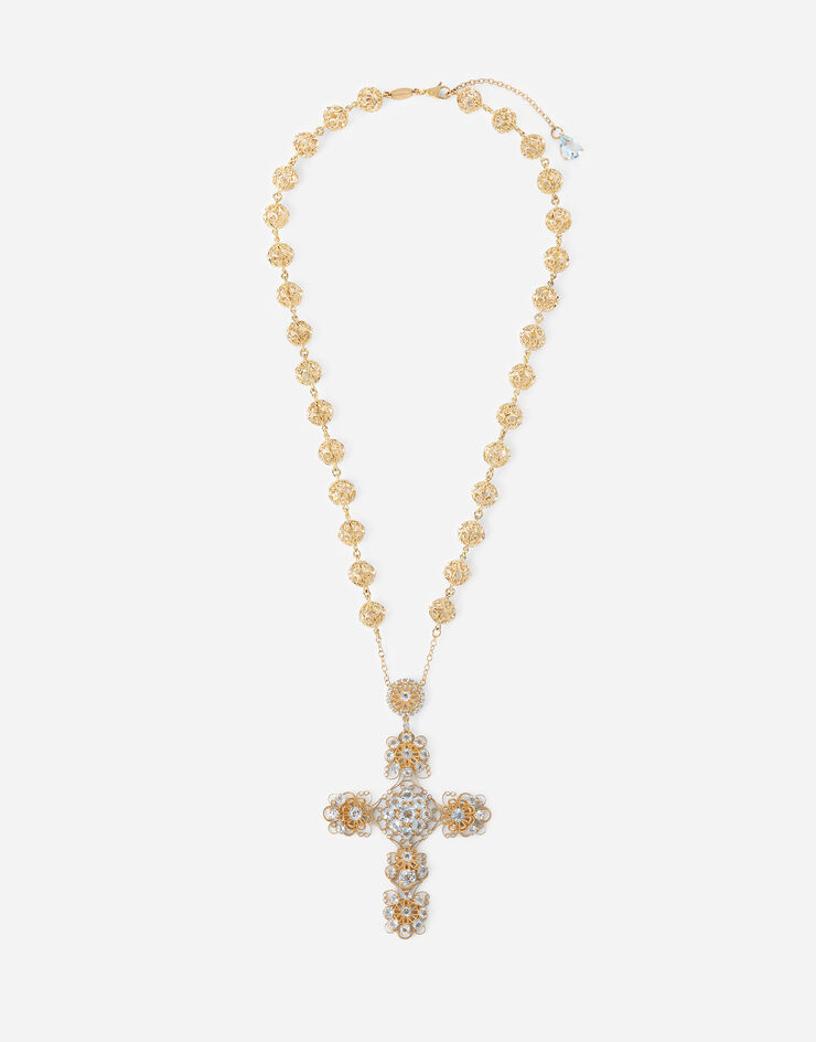 Dolce & Gabbana Pizzo necklace in yellow 18kt gold with aquamarines GOLD WAFH1GWAQ01