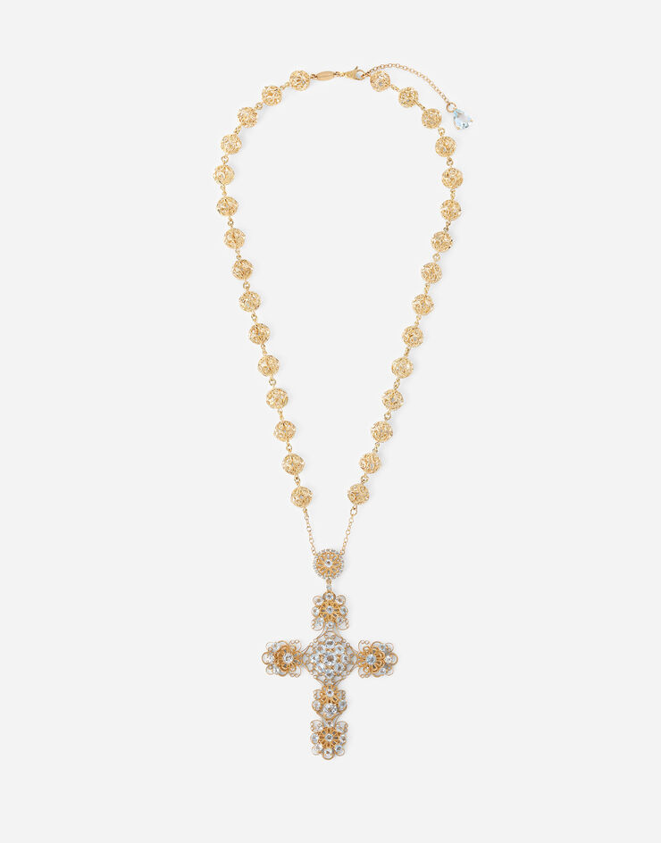 Dolce & Gabbana Pizzo necklace in yellow 18kt gold with aquamarines Gold WAFH1GWAQ01