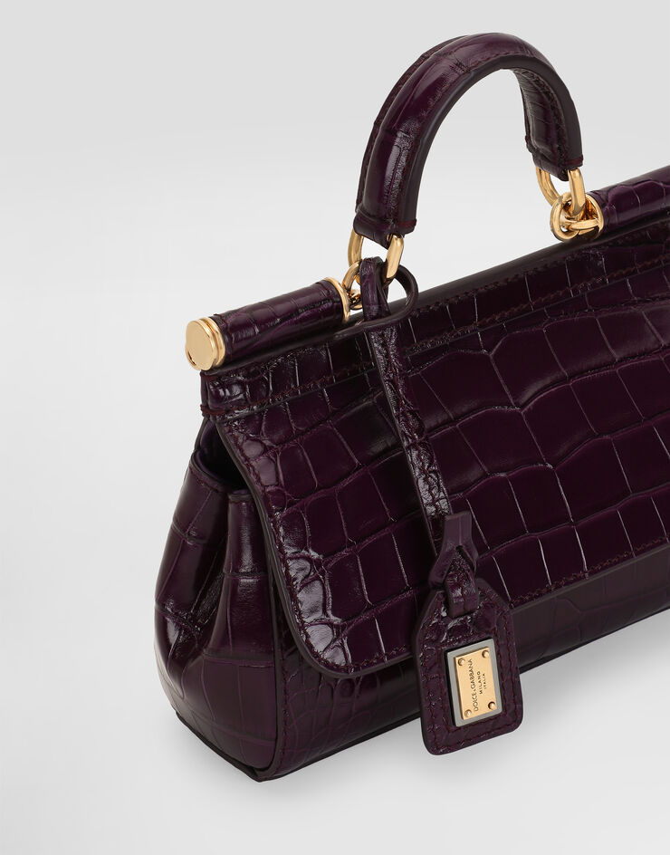 Dolce & Gabbana 앨리게이터 가죽 롱 시실리 핸드백 퍼플 BB7116B2EM0