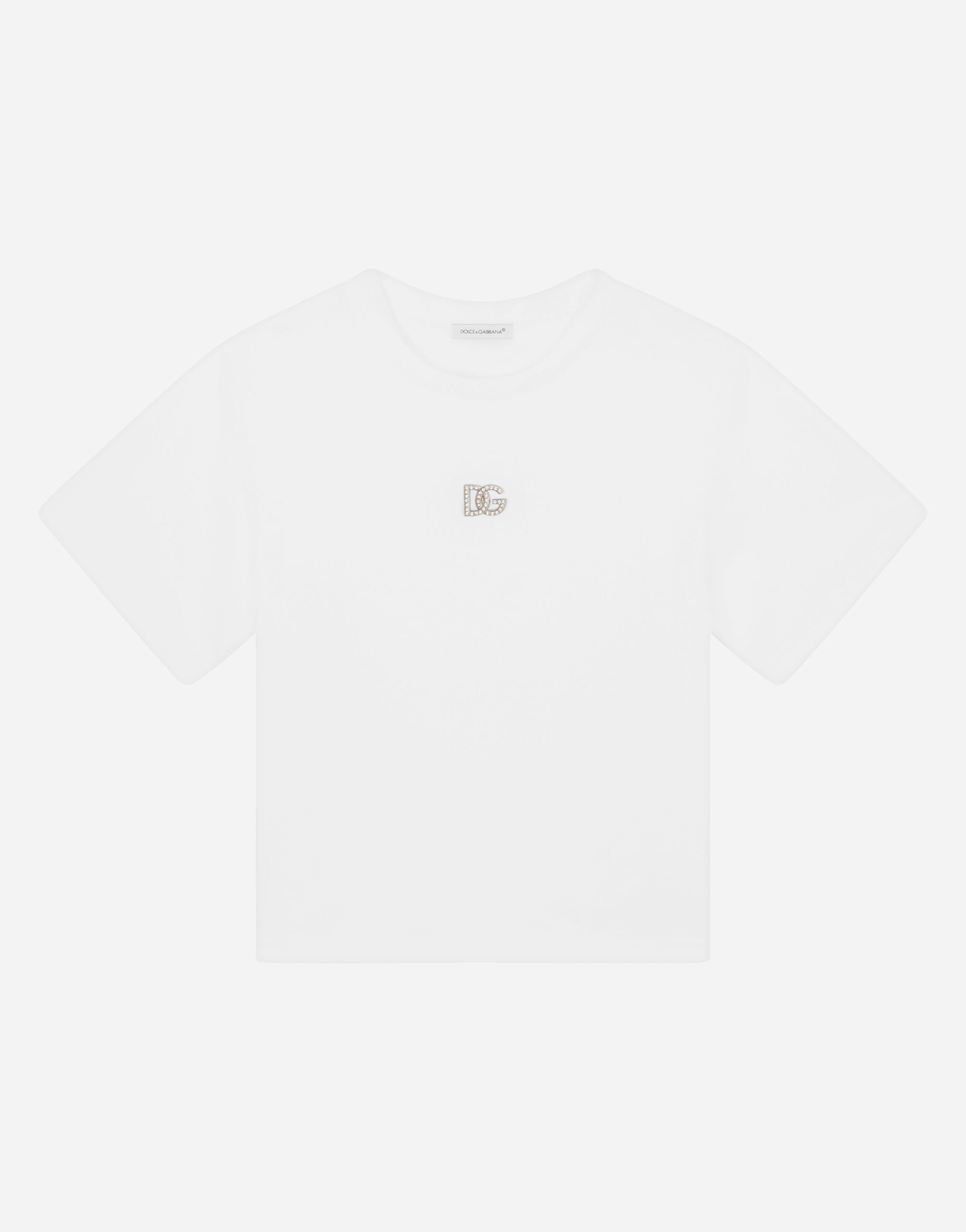 Dolce & Gabbana T-Shirt aus Jersey DG-Logo Schwarz EB0003AB000