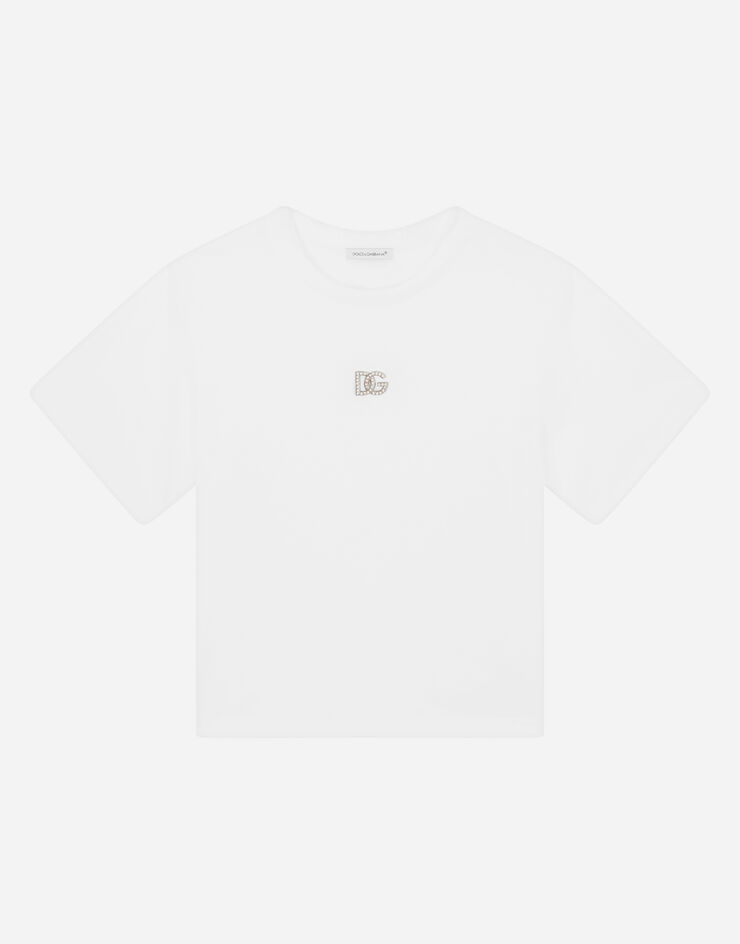 Dolce & Gabbana Jersey T-shirt with DG logo White L5JTAZG7B6N