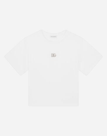 Dolce & Gabbana Jersey T-shirt with DG logo White L5JTAZG7B6N