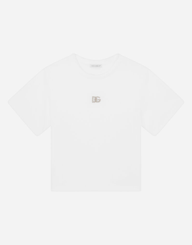 Dolce & Gabbana DG 로고 저지 티셔츠 화이트 L5JTAZG7B6N