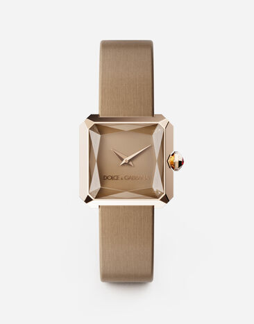 Dolce & Gabbana Часы из золота с ремешком из шелка #C4AD6A WWLB1GWMIX1