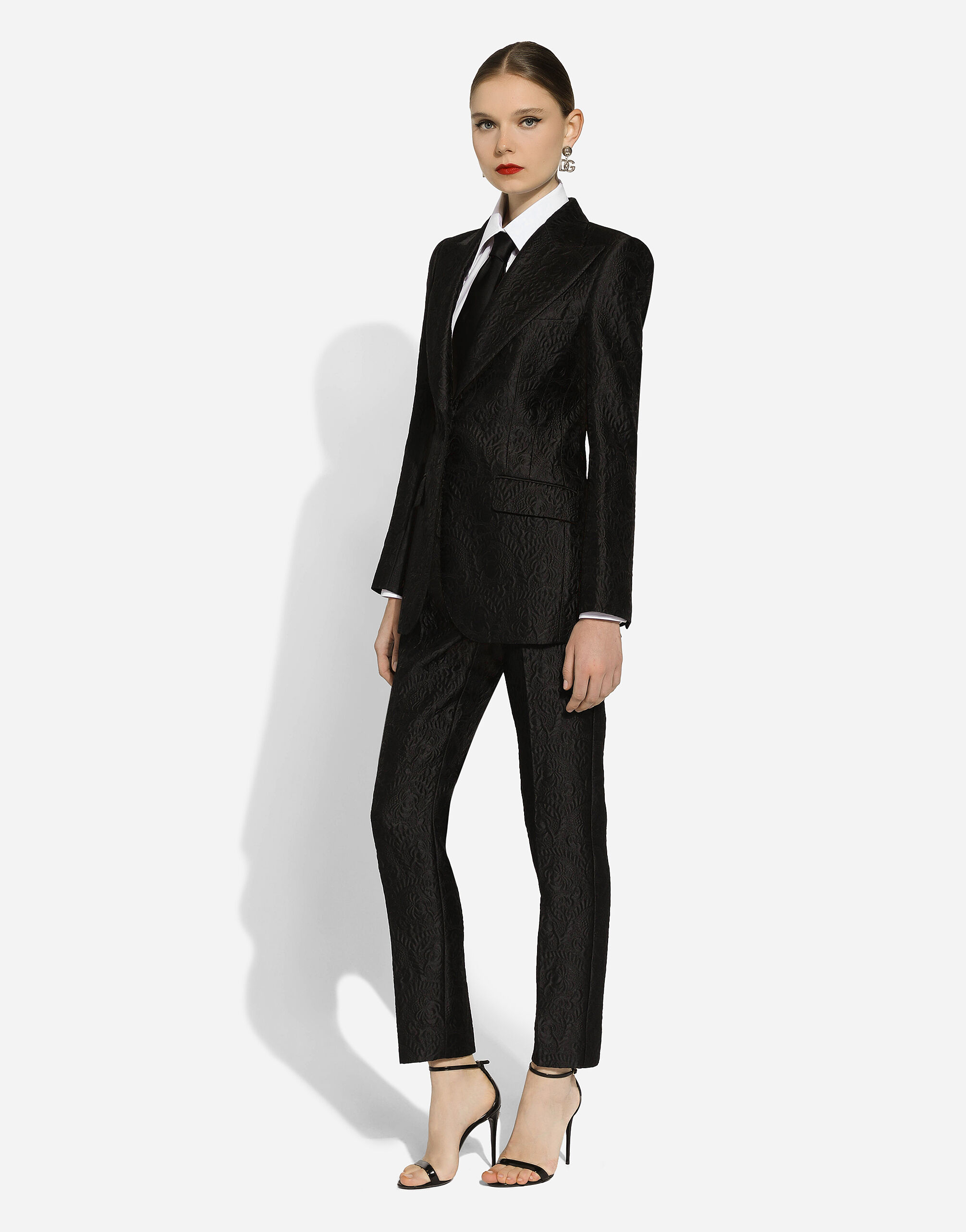 Single-breasted floral brocade Turlington jacket in Black for