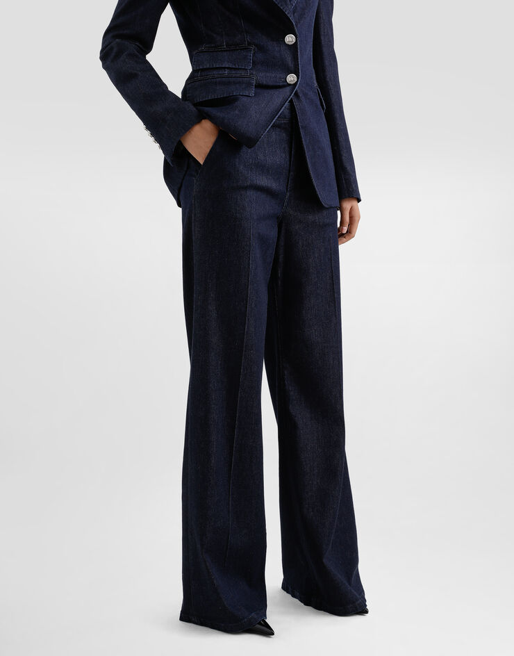Dolce & Gabbana Pantaloni palazzo in denim di seta Multicolore FTC6YDG8MR3
