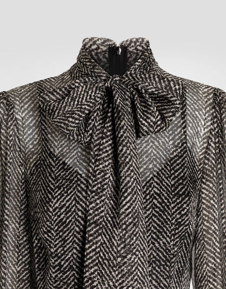 Dolce & Gabbana Silk chiffon dress with chevron print Multicolor F6JLJTIS1ZN