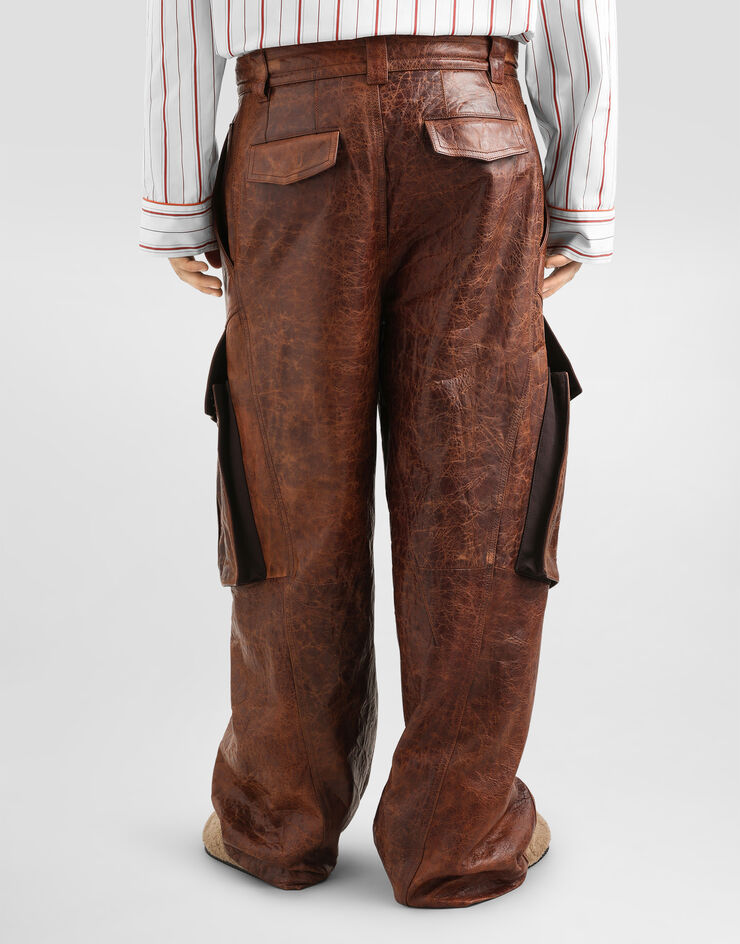 Dolce & Gabbana Lambskin trousers Brown GP1Y2LHUL00