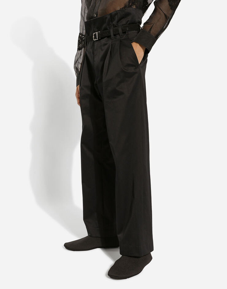 Dolce & Gabbana سروال قطني محبوك أسود GP070TFU6YU