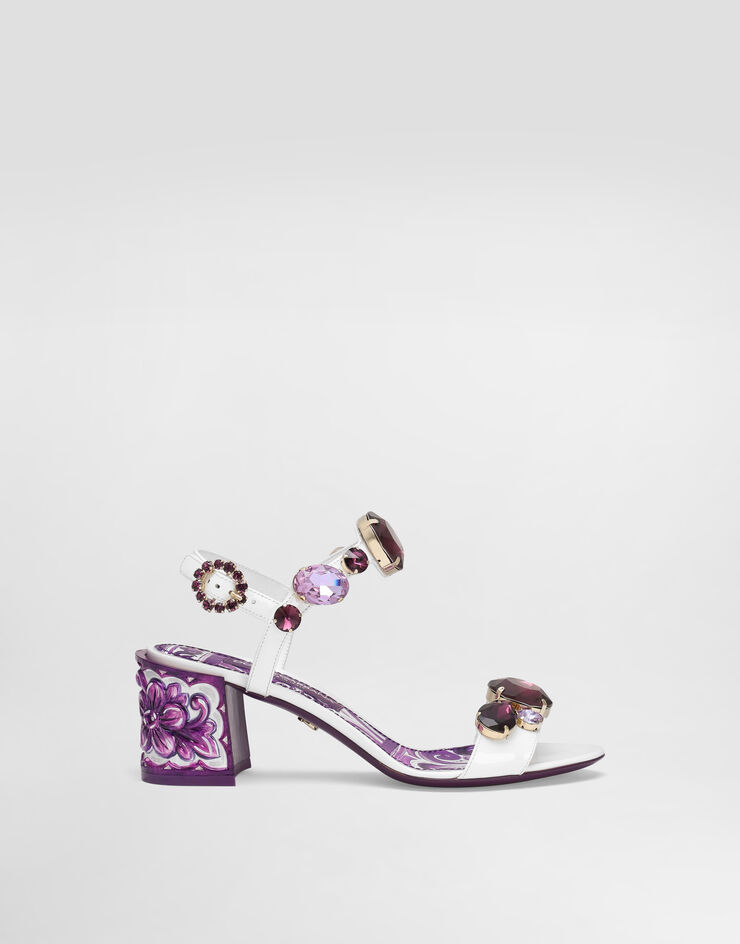 Dolce & Gabbana Patent leather sandal with jewel embroidery Multicolor CR1733AT848