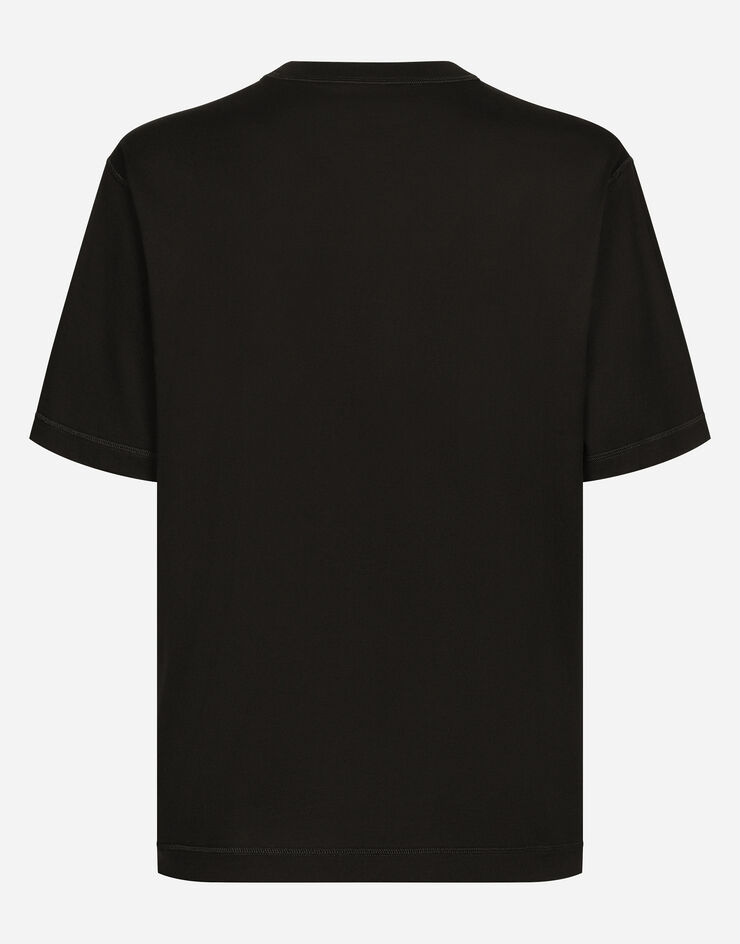 Dolce & Gabbana Camiseta de algodón con logotipo bordado Negro G8PN9ZG7NYE