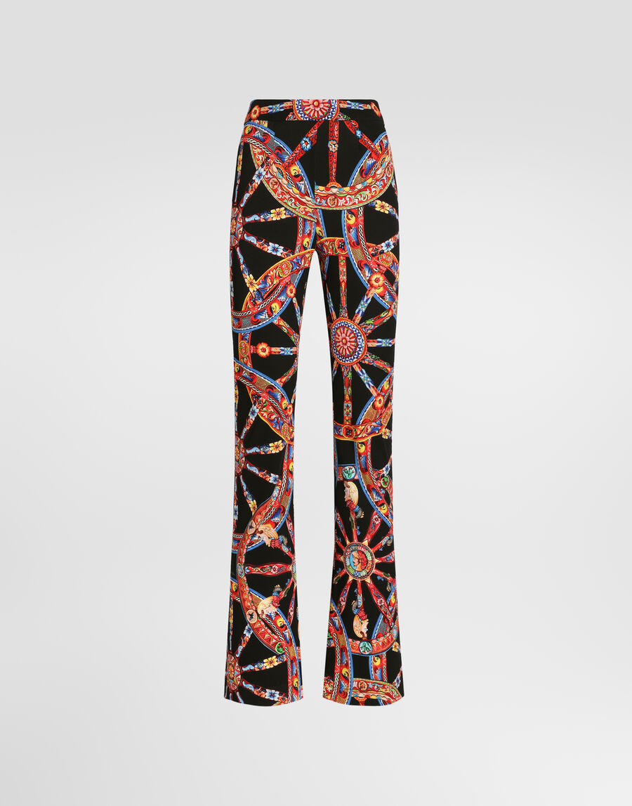 Carretto-print viscose jersey leggings