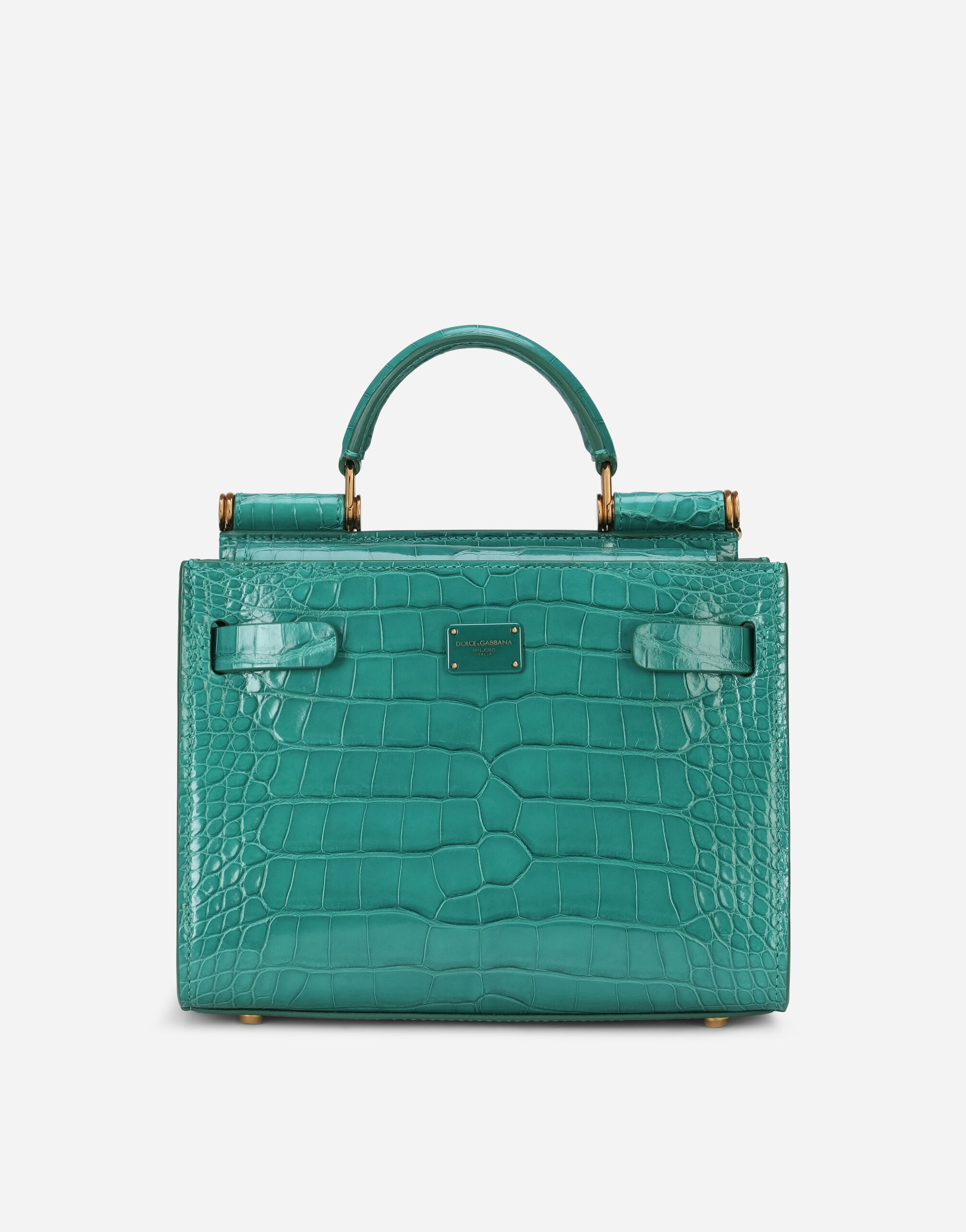 Small alligator skin Sicily 62 bag in Green for Women Dolce Gabbana US