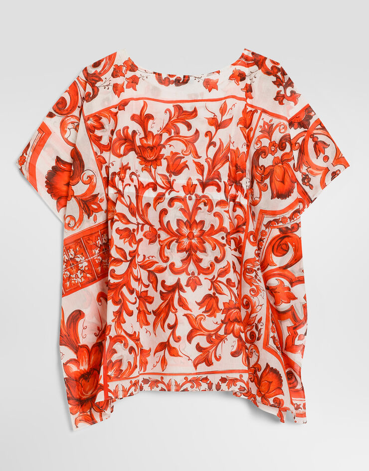 Dolce & Gabbana Majolica-print batiste kaftan Multicolor LB7A40G7P4D