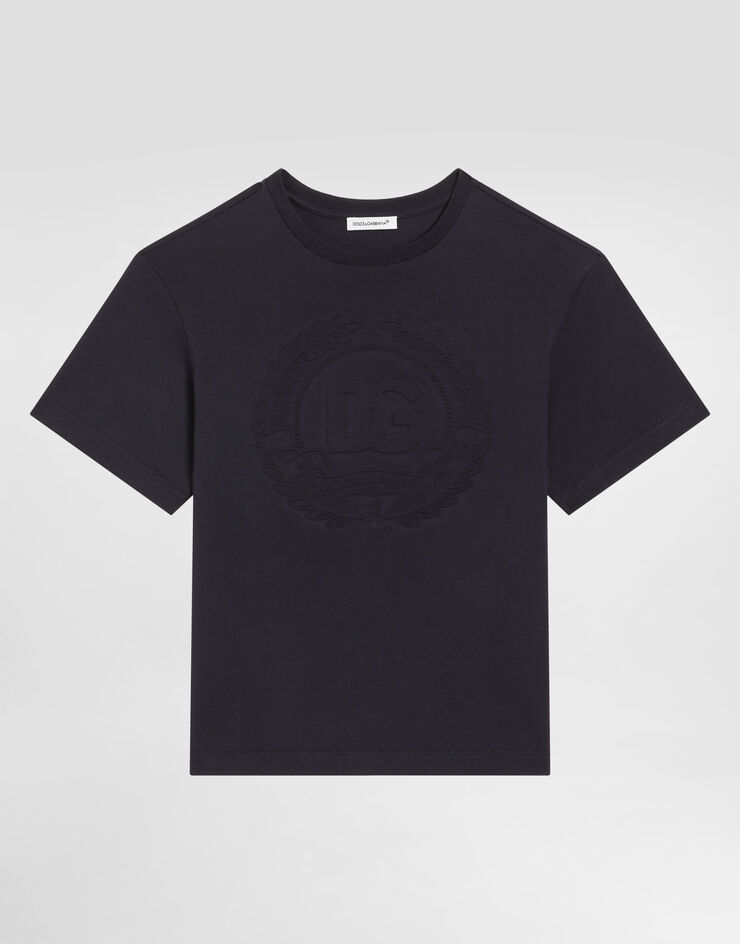 Dolce & Gabbana Jerseyt-shirt with DG embossed logo Blue L4JTHVG7PGZ
