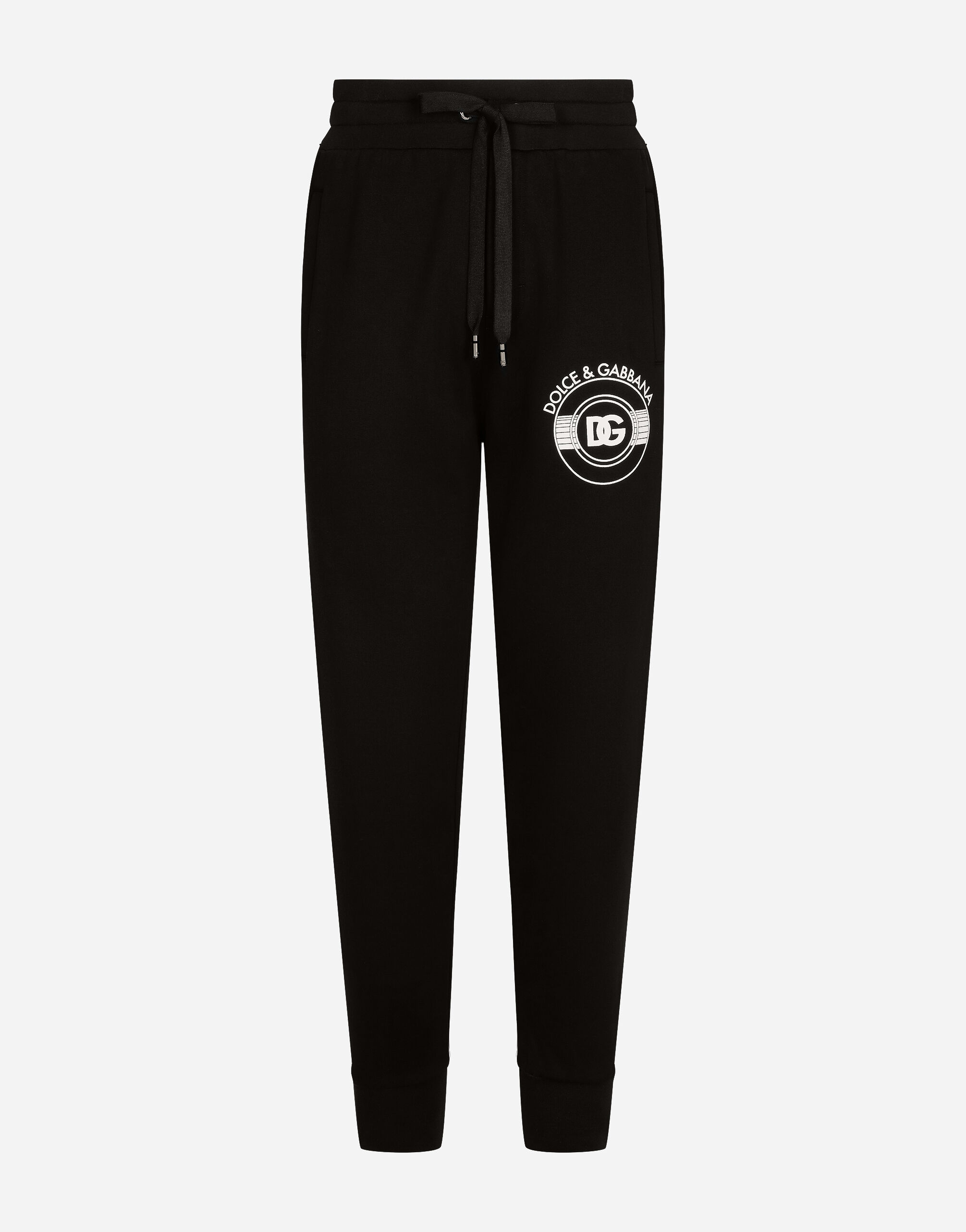 Dolce & Gabbana Pantalón de chándal en punto con estampado del logotipo DG Negro G9ZU0ZG7K4P