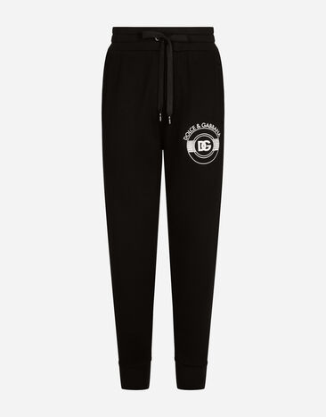 Dolce & Gabbana Pantalon de jogging en jersey à imprimé logo DG Noir G9ZU0ZG7K4P