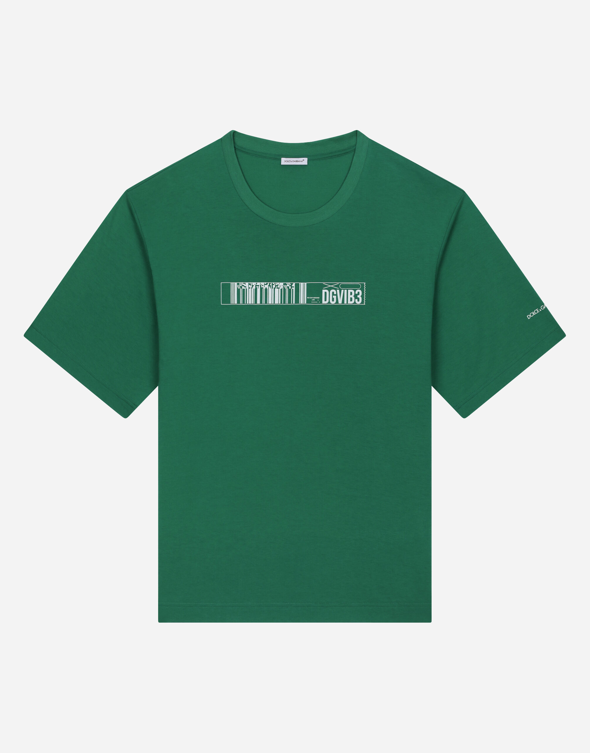 Jersey T shirt with DGVIB3 logo in Green for Men Dolce Gabbana