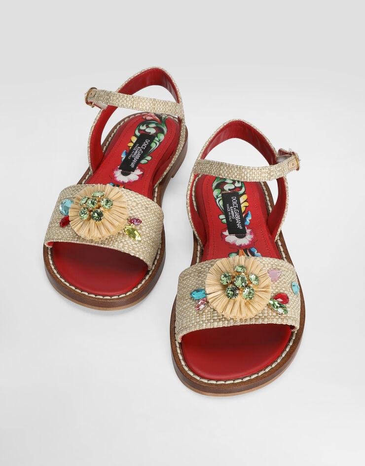 Dolce & Gabbana Raffia sandals with embroidery Multicolor D11444A3L96