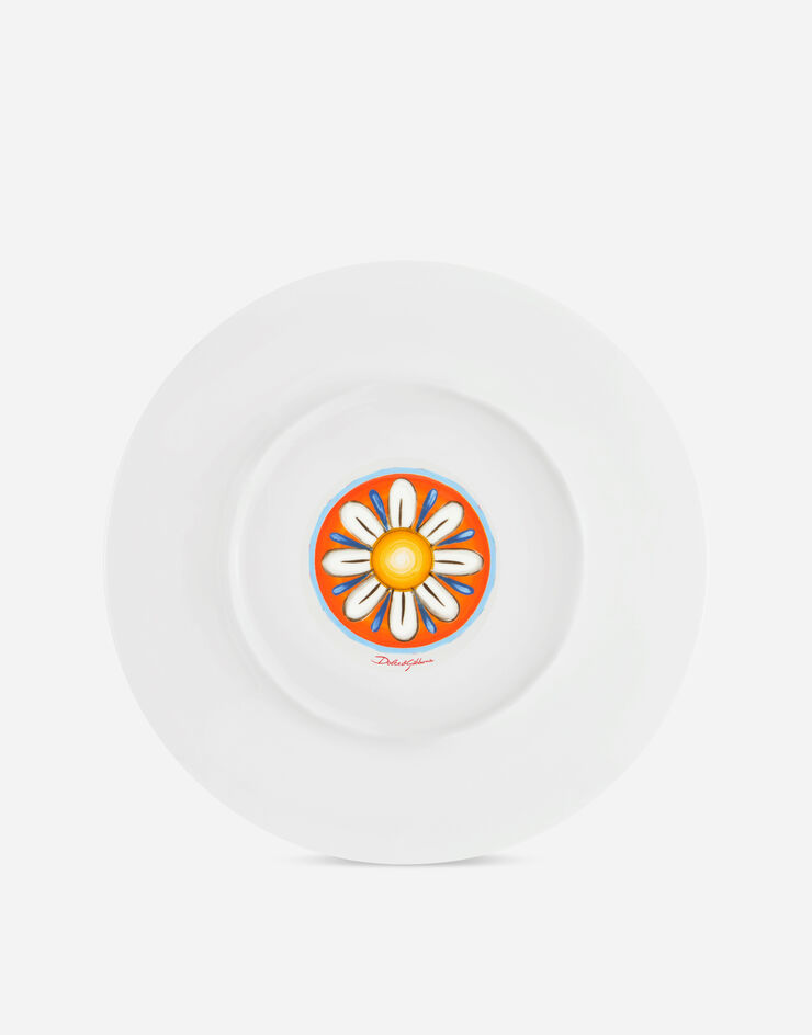 Dolce & Gabbana Set 2 Dinner Plates in Fine Porcelain Multicolor TC0S04TCA02