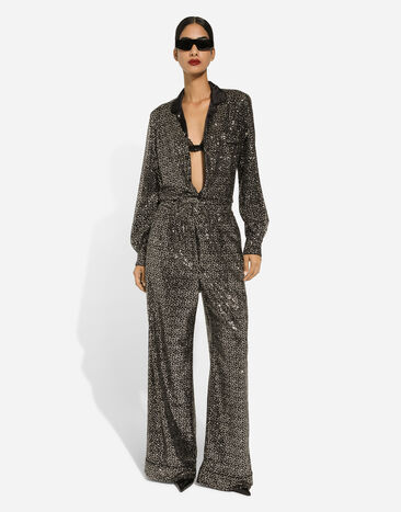 Dolce & Gabbana Sequined pajama pants Silver FTAMPTFLSFG