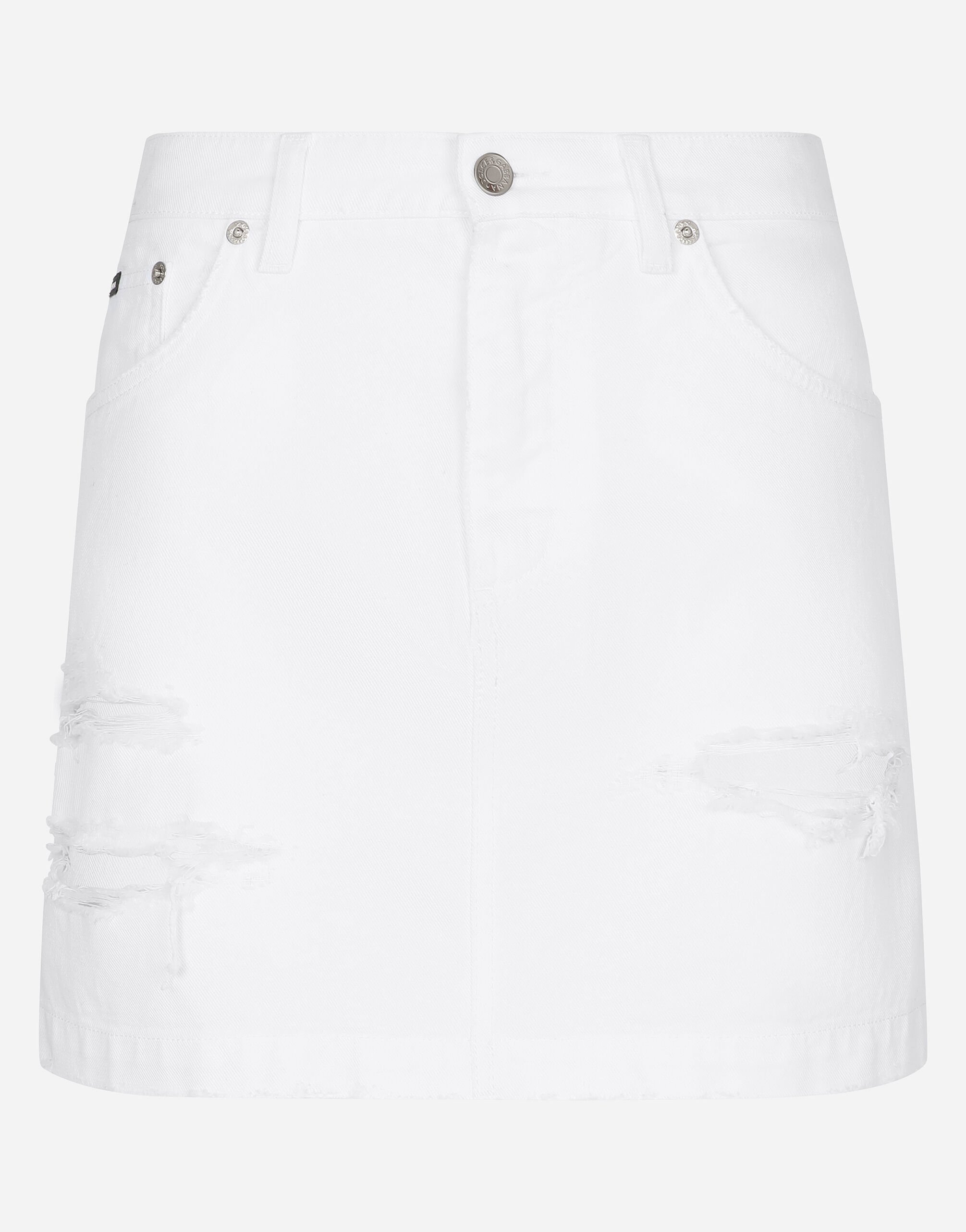 Dolce & Gabbana Denim mini skirt with rips Multicolor F4CPKDG8JQ6