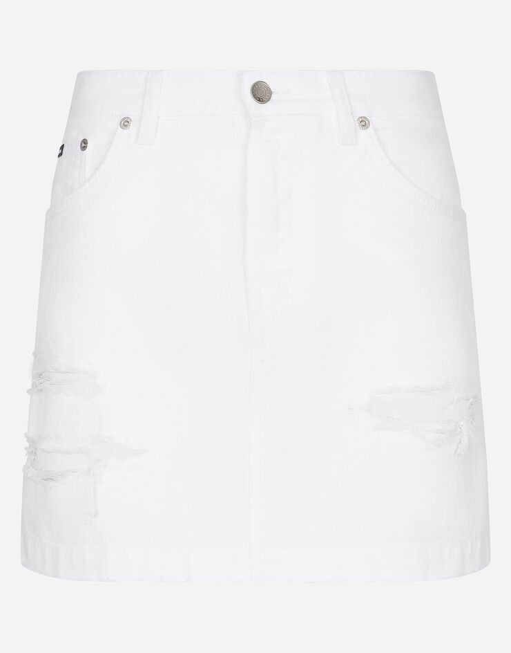 Dolce & Gabbana Minirock aus Denim mit Rissen Mehrfarbig F4CPKDG8JQ6