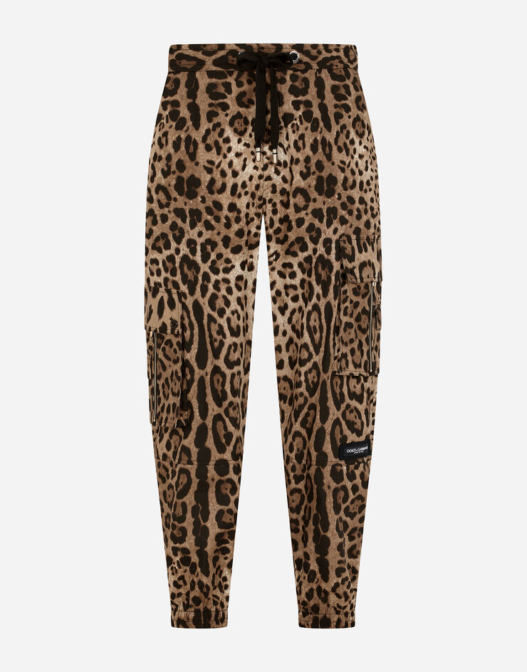 Dolce & Gabbana Cargo-style jogging pants with leopard print Multicolor GWBZHTHS5E3