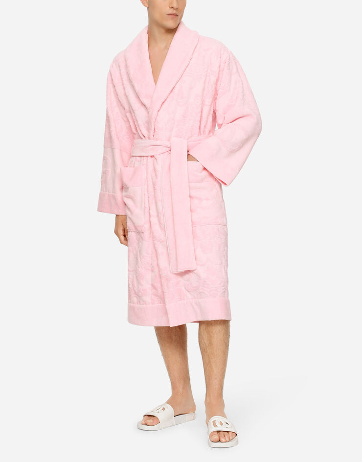 Dolce & Gabbana Bath Robe in Terry Cotton Jacquard Multicolor TCF009TCAGM