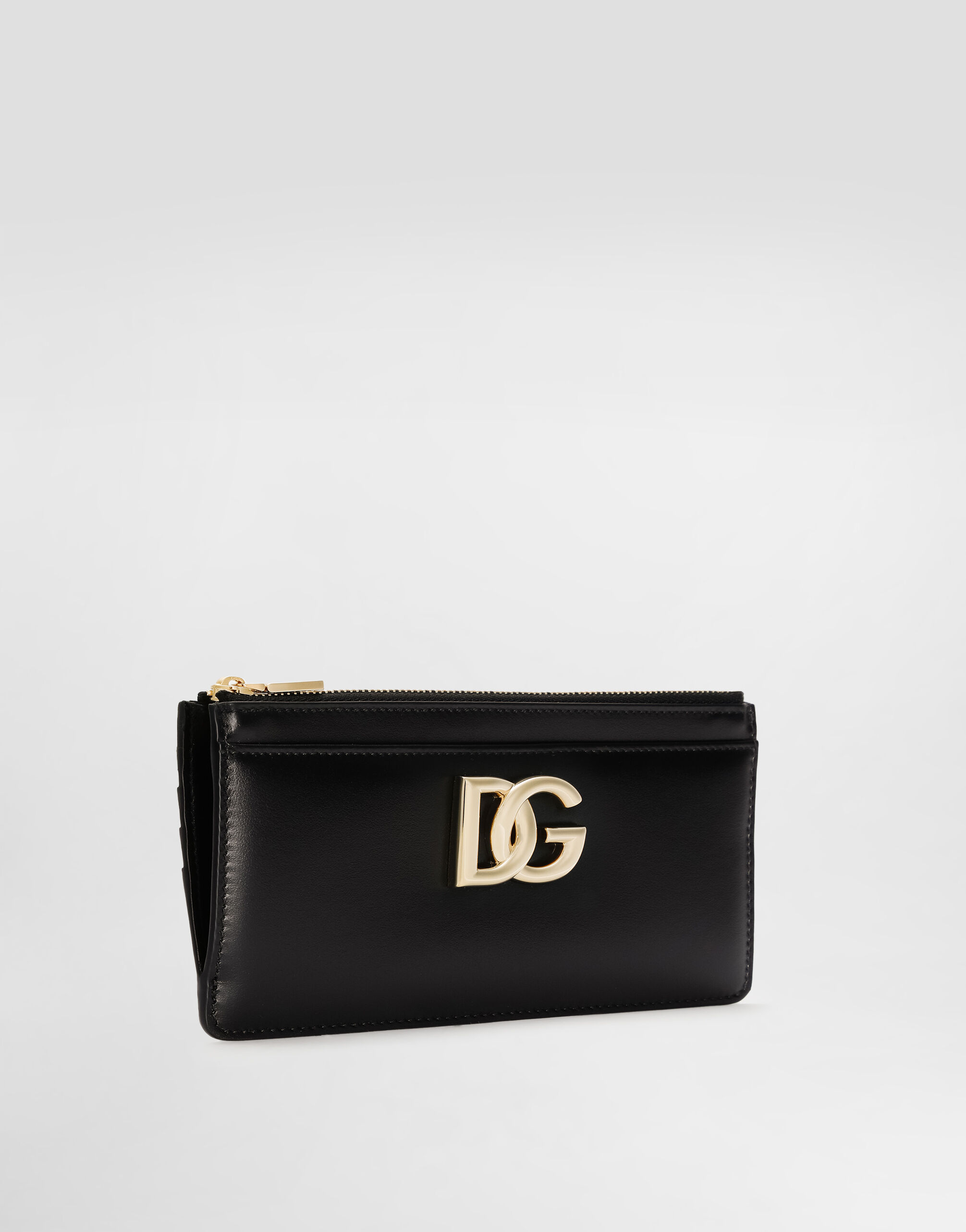 Leather Card Holder With Logo/ブラック/Dolce & Gabbana Calfskin DG Logo card holder in Black for Women