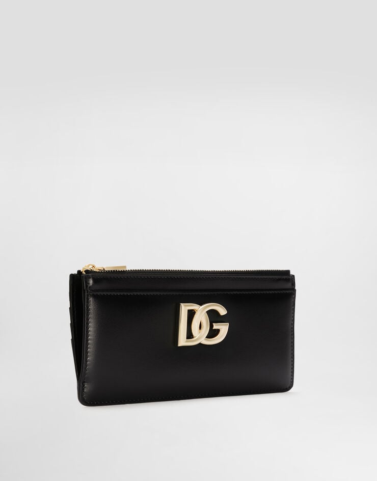 Dolce & Gabbana Large calfskin card holder with DG logo Black BI1265AW576