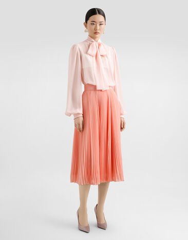 Dolce & Gabbana Long pleated chiffon skirt Pink F4C7PTFUSNW