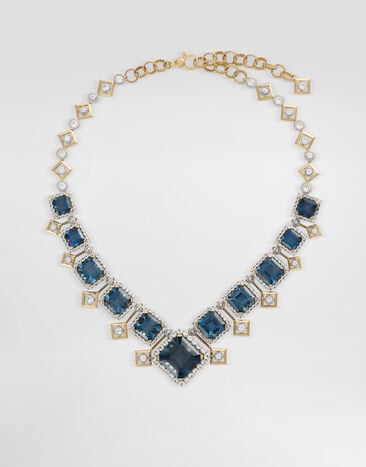 Dolce & Gabbana Eleganza Necklace 18-carat white and yellow gold, topazes, and sapphires.    Gold WNSA3GWTOP1