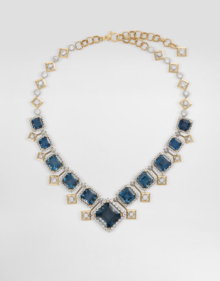 Dolce & Gabbana Eleganza Necklace 18-carat white and yellow gold, topazes, and sapphires. Dolce & Gabbana Eleganza Necklace 18-carat white and yellow gold, topazes, and sapphires. Gold WNSA3GWTOP1
