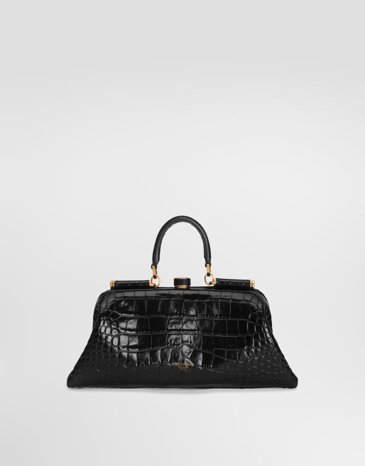 Dolce & Gabbana 핸드백 Grandma 미디엄 앨리게이터 가죽 소재 블랙 BB7986B2EN0