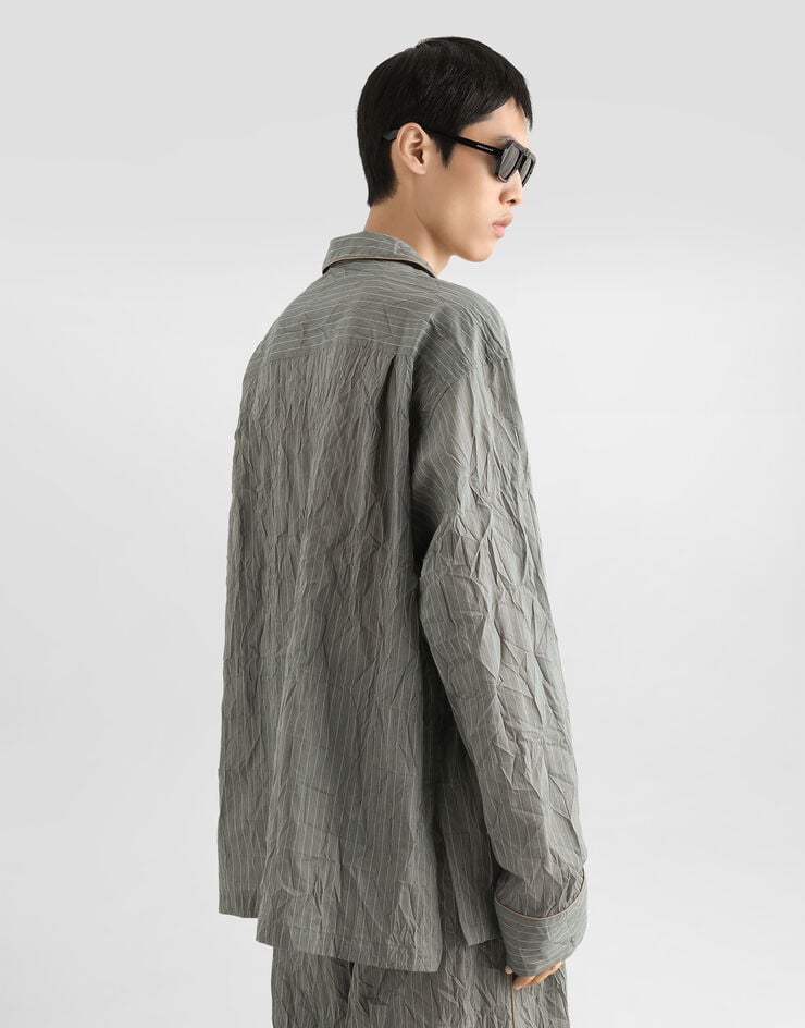 Dolce & Gabbana Crinkled striped linen-blend vanity shirt Multicolor G5OI1TFBMFT