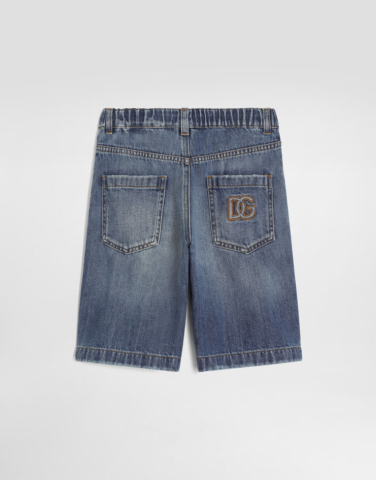 Dolce & Gabbana Denim bermuda shorts with logo Blue L44Q31LDE06