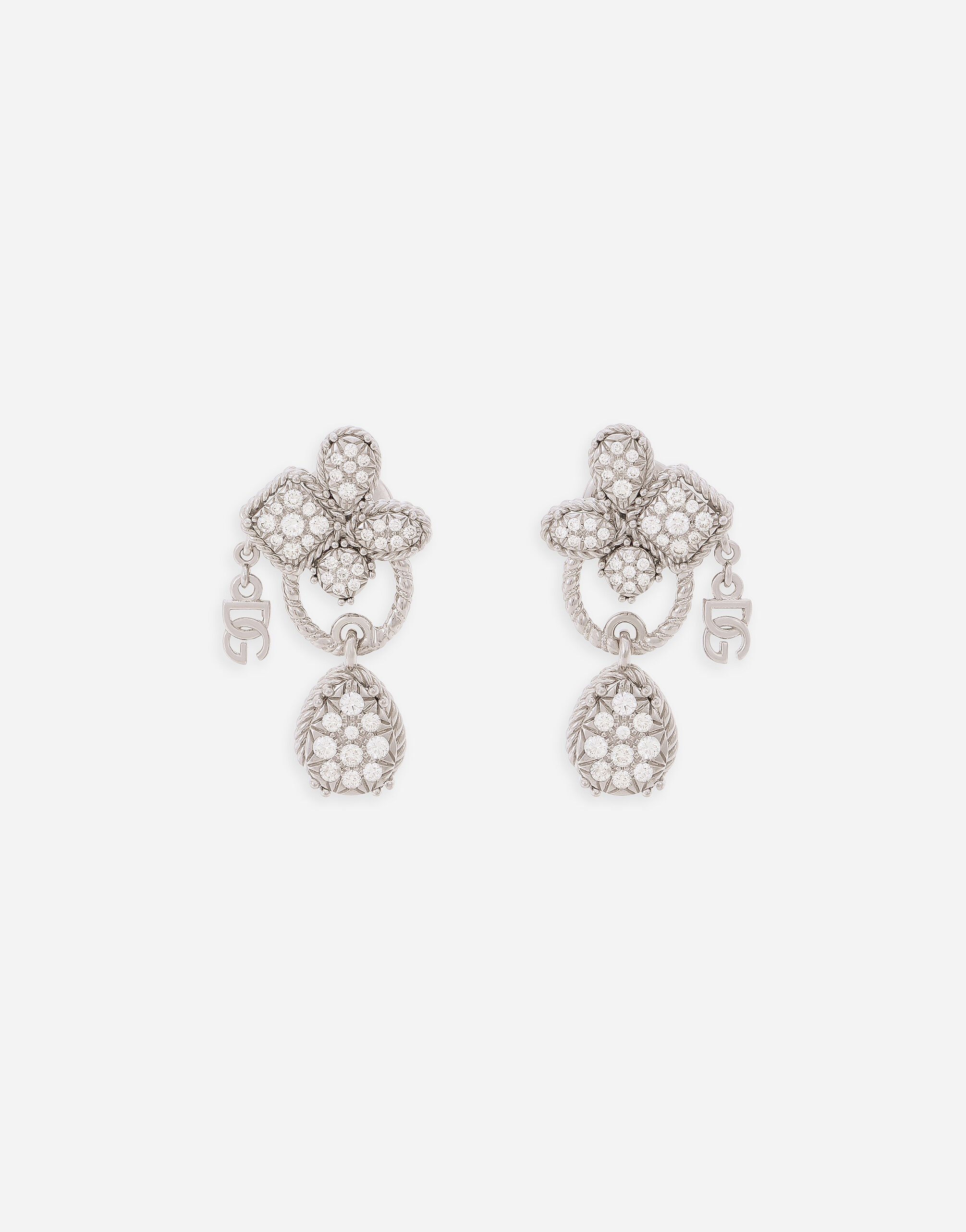 Dolce & Gabbana Pendientes Easy Diamond en oro blanco de 18 kt con pavé de diamantes Dorado WERA2GWPE01
