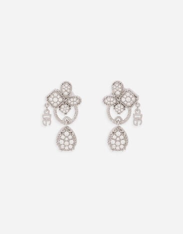 Dolce & Gabbana Boucles d’oreilles Easy Diamond en or blanc 18 ct avec pavé de diamants Doré WERA2GWPE01