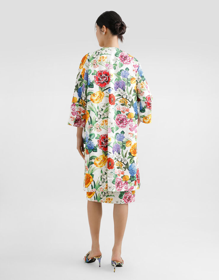 Dolce & Gabbana Floral-print cotton jacquard calf-length skirt Print F4C15TFSFOA