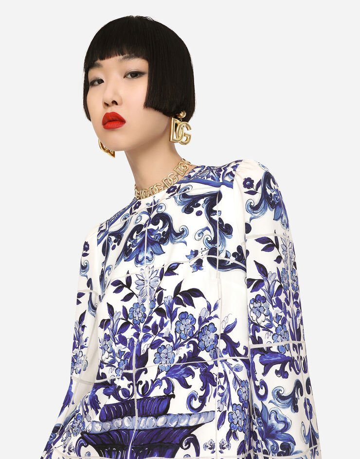 Dolce & Gabbana Majolica-print silk dress Multicolor F6ADRTHPABM