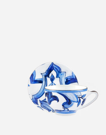 Dolce & Gabbana Tazza Tè con Piattino in Porcellana Multicolore TC0102TCA38