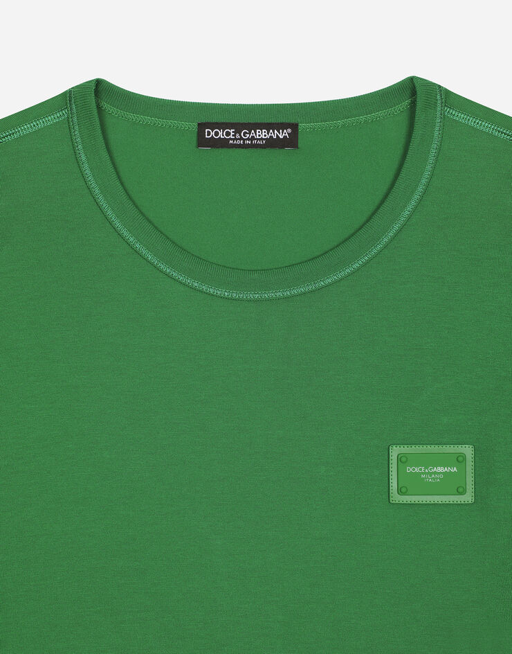 Dolce & Gabbana Camiseta de algodón con placa con el logotipo Verde G8KJ9TFU7EQ