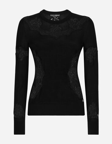 Dolce & Gabbana 레이스 인타르시아 캐시미어 실크 스웨터 인쇄 FXX31TJBSJF