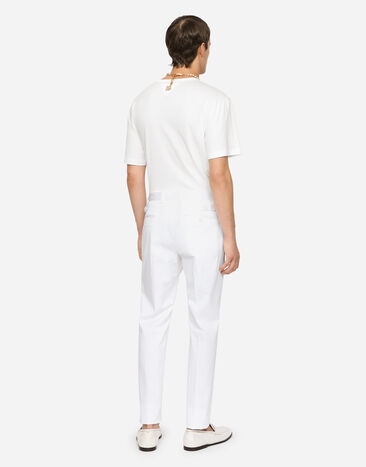 Dolce&Gabbana سروال قطني مرن أبيض GY6IETFUFJR