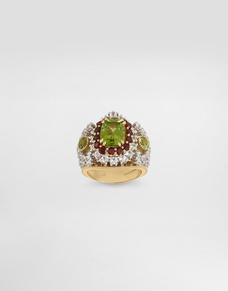 Dolce & Gabbana Eleganza Ring 18-carat white and yellow gold, peridot, garnets and sapphires  WRSA6GWPER1