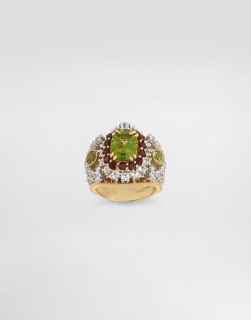Dolce & Gabbana Eleganza Ring 18-carat white and yellow gold, peridot, garnets and sapphires Dolce & Gabbana Eleganza Ring 18-carat white and yellow gold, peridot, garnets and sapphires WRSA6GWPER1