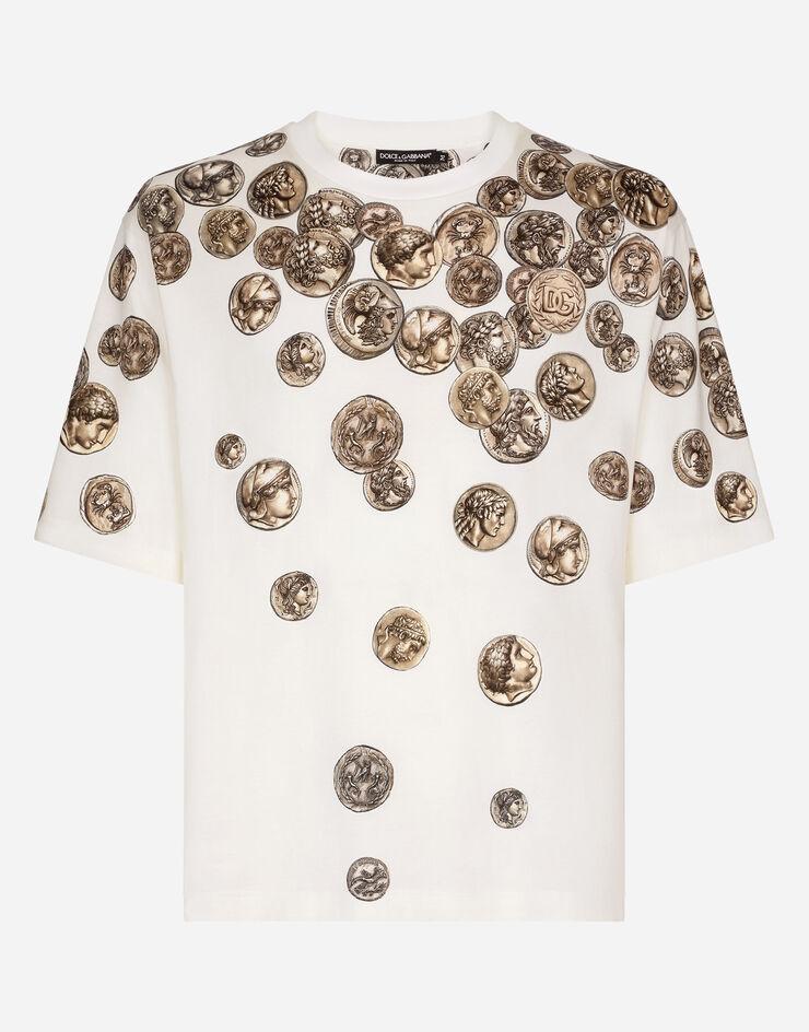 Dolce&Gabbana Coin print cotton T-shirt White G8PB8THI78G
