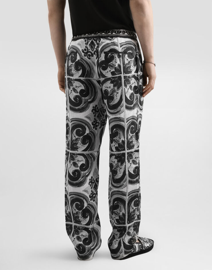 Dolce & Gabbana Majolica-print linen trousers Multicolor GV4LHTFP4M8